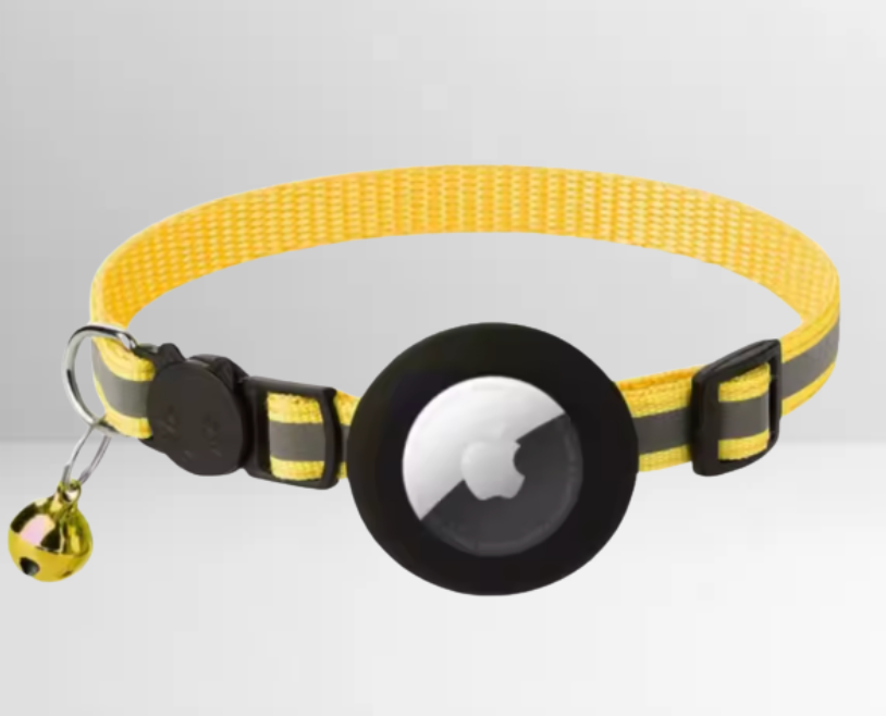 Reflektierendes Katzenhalsband mit Sicherheitsverschluss & Airtag-Halterung