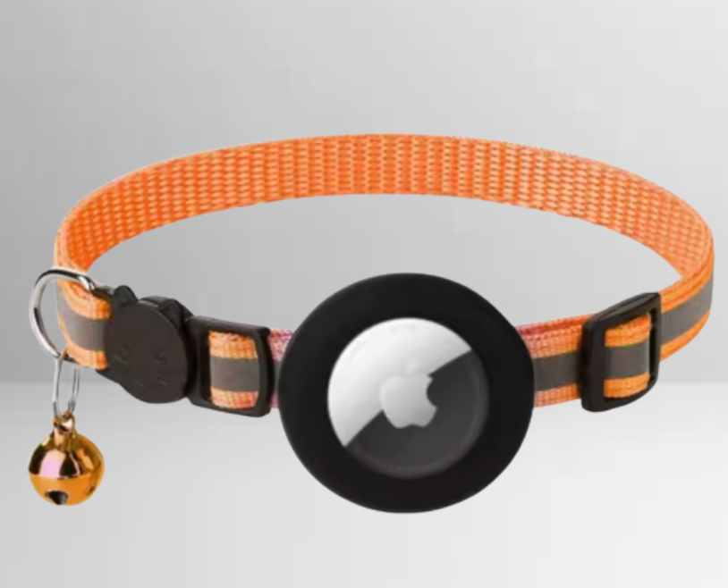 Reflektierendes Katzenhalsband mit Sicherheitsverschluss & Airtag-Halterung