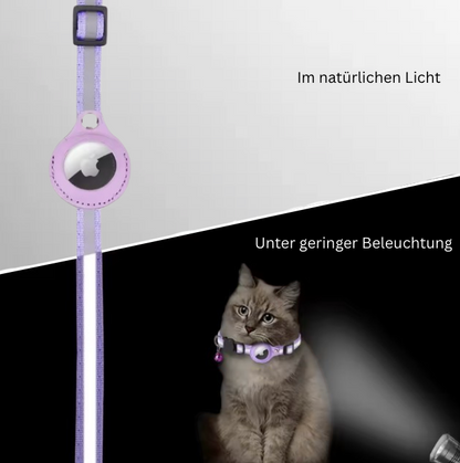 Reflektierendes Katzenhalsband mit Sicherheitsverschluss & Airtag-Halterung