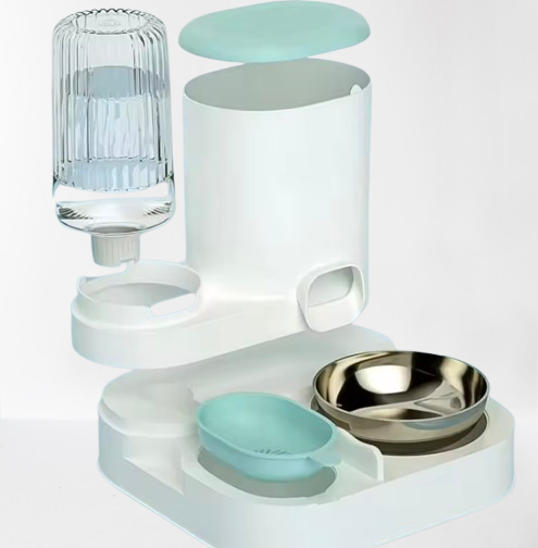Automatischer Futterspender mit Wasserspender & Sichtfenster für Katzen & Hunde