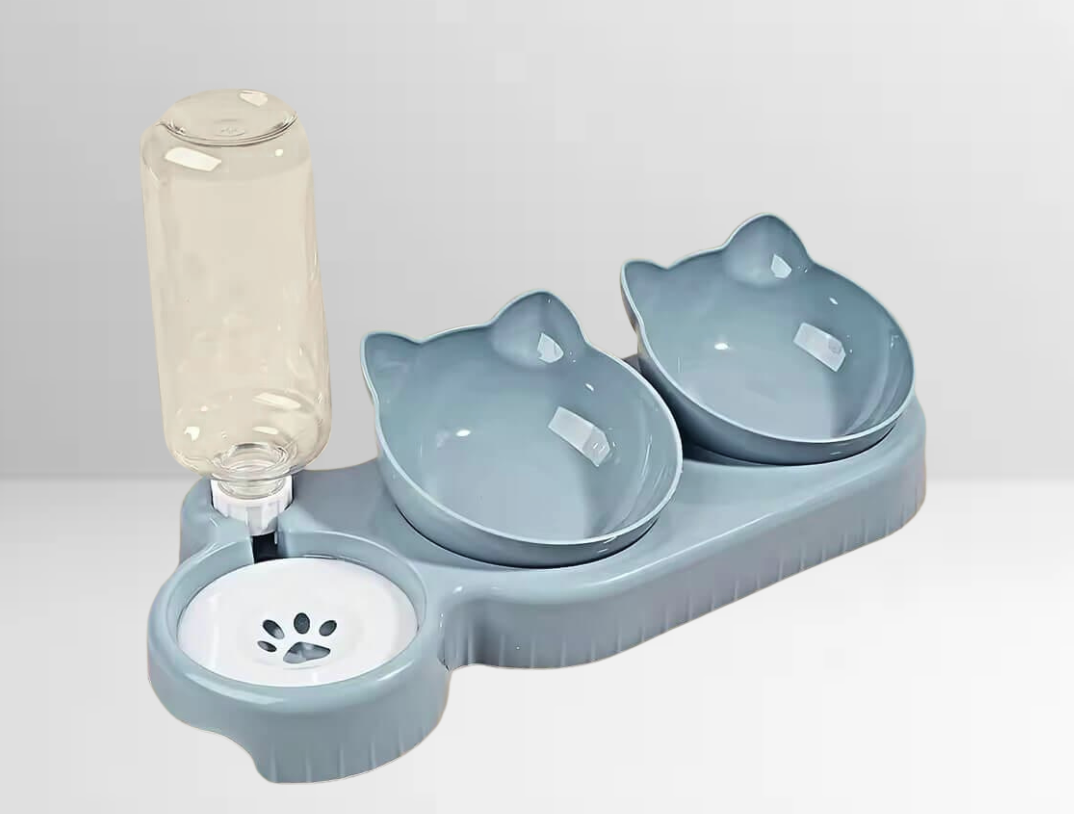 3-in-1 Katzennapf mit Wasserspender & ergonomischem Design