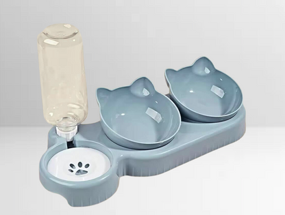 3-in-1 Katzennapf mit Wasserspender & ergonomischem Design
