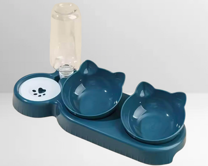 3-in-1 Katzennapf mit Wasserspender & ergonomischem Design