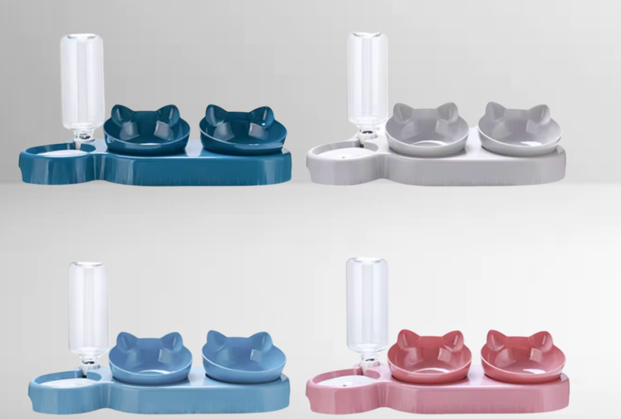 3-in-1 Katzennapf mit Wasserspender & ergonomischem Design