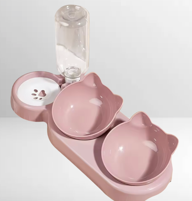 3-in-1 Katzennapf mit Wasserspender & ergonomischem Design