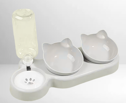 3-in-1 Katzennapf mit Wasserspender & ergonomischem Design