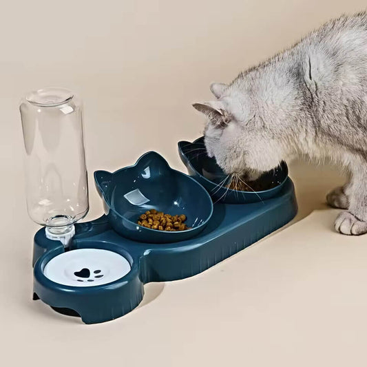 3-in-1 Katzennapf mit Wasserspender & ergonomischem Design