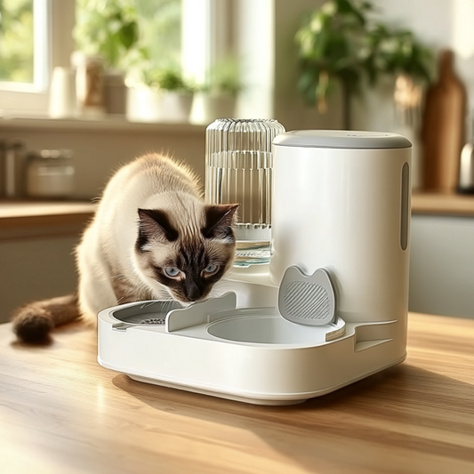 Automatischer Futterspender mit Wasserspender & Sichtfenster für Katzen & Hunde